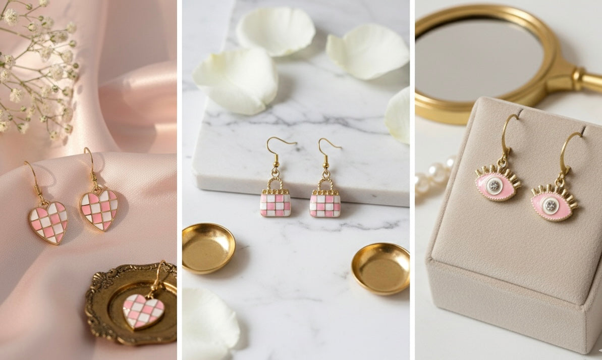 Pinterest Pastel Pink Checkerboard Charm Set