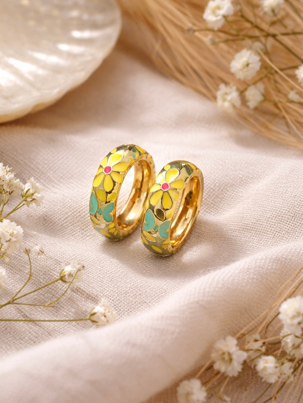 Meadow Painted Enamel Hoops – Vibrant Floral Statement Hoops
