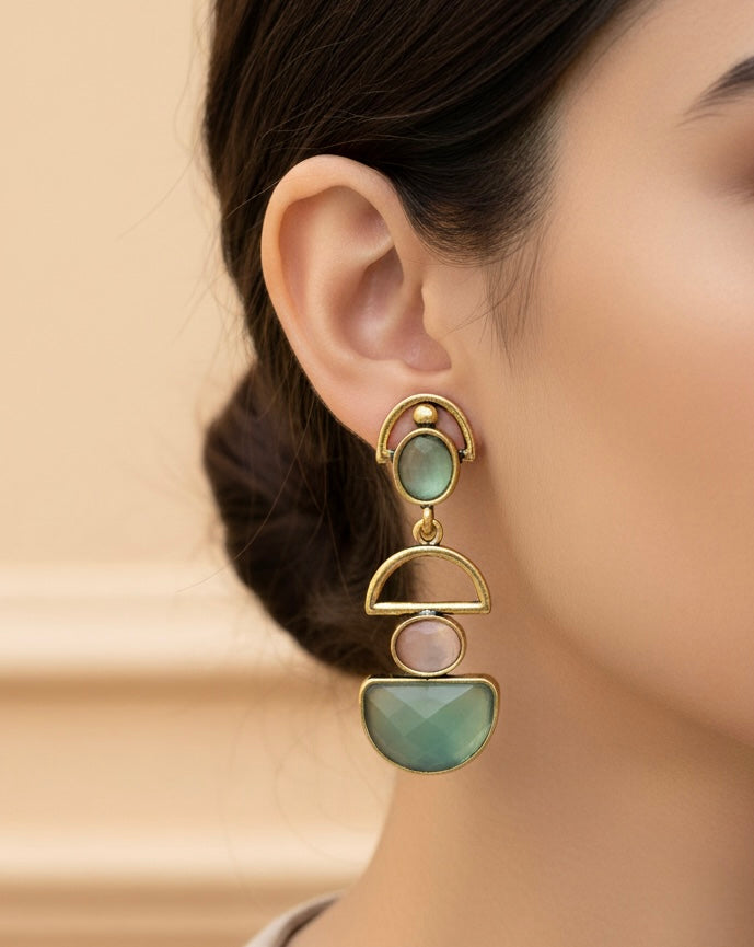 Modern Geometric Tiered Drop Earrings