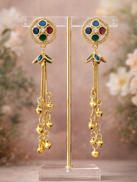 Imperial Golden Tassel Mini Kashmiri Earrings