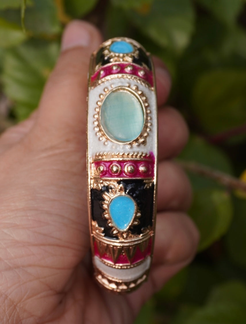 Multicolour Enamel Stone Kada Bracelet β Traditional Handcrafted Elegance