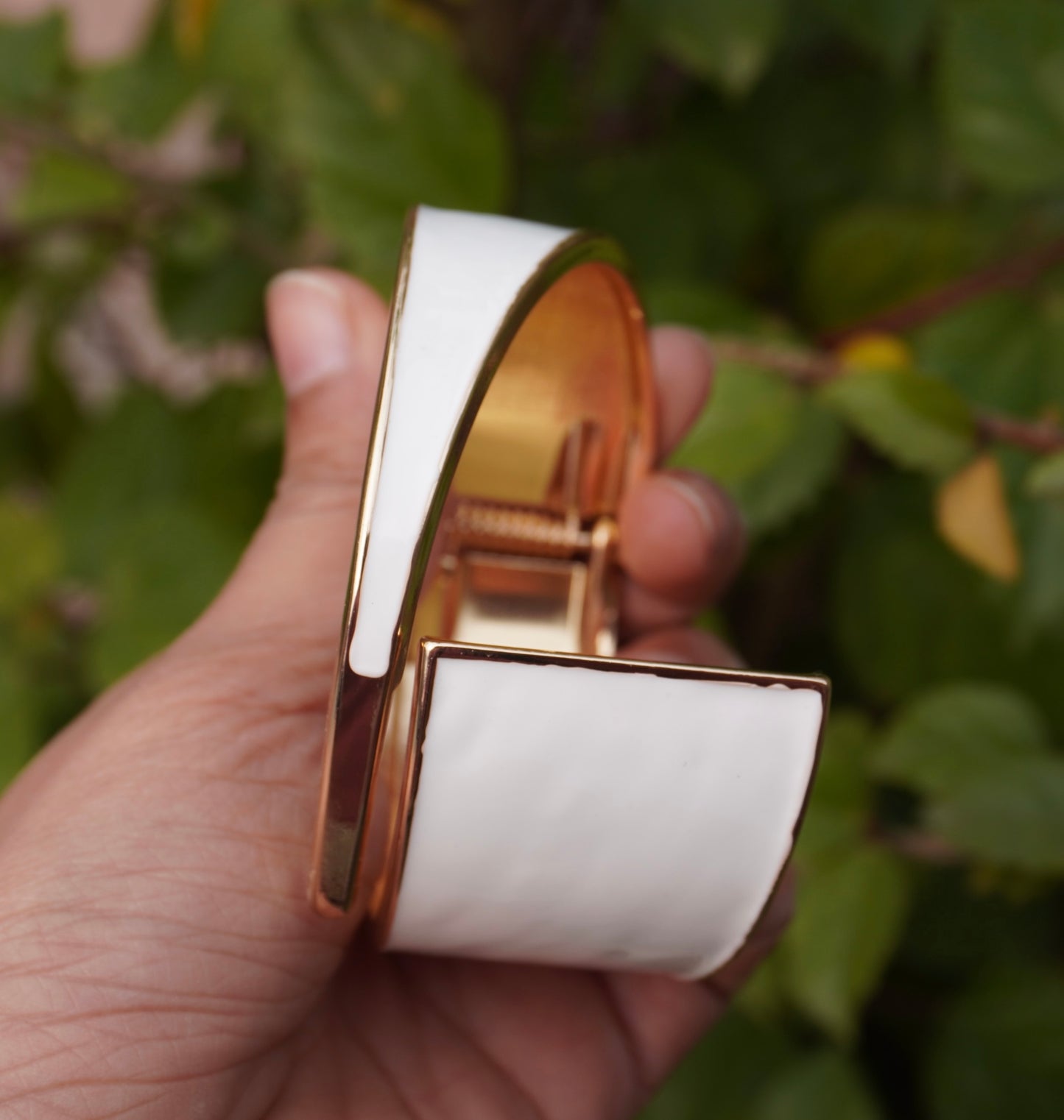 Blush Enamel Open Cuff Bracelet β Elegant Minimal Statement