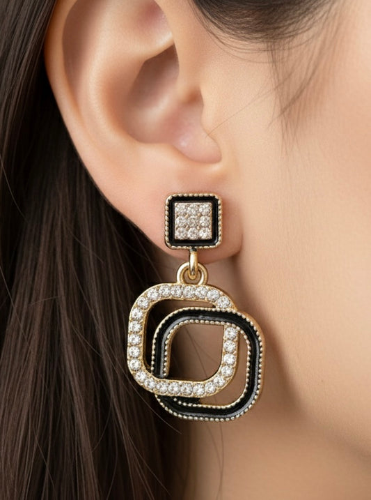 Art Deco Crystal Square Drop Earrings