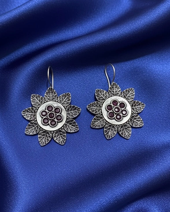 Vintage Floral Oxidized Earrings