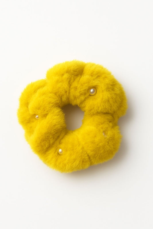 Faux Fur Pearl Scrunchie – Soft, Elegant & Winter-Perfect