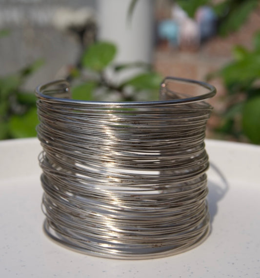 Silver Multi-Layered Wire Cuff Bracelet