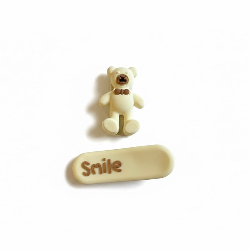 2-Pack Cute Teddy Bear & Smile Snap Hair Clips Set