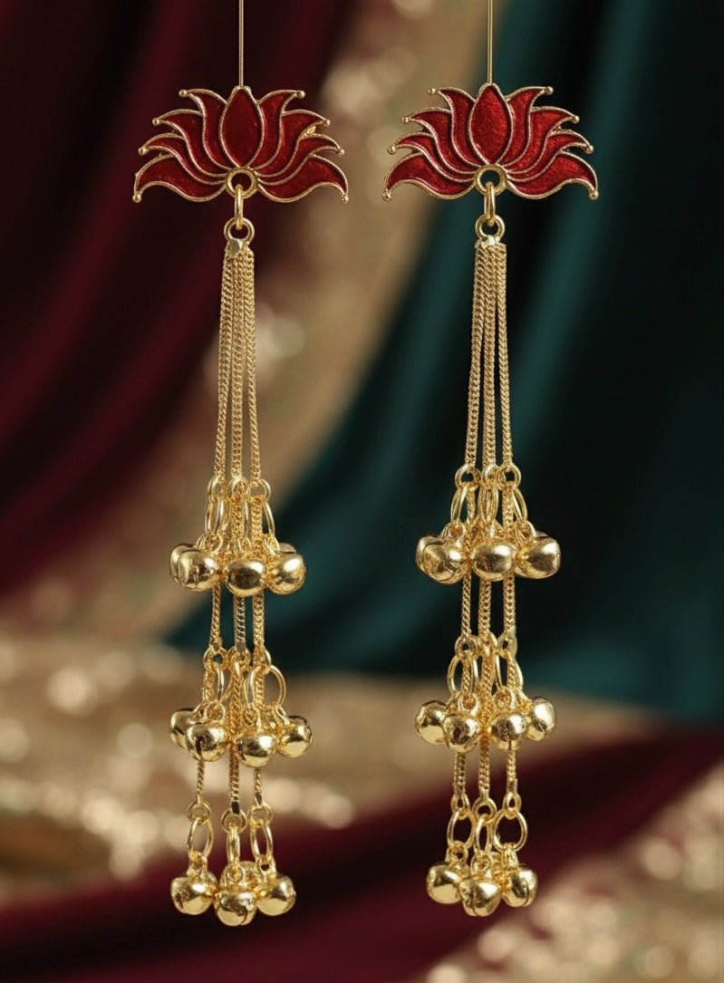 Gulnaar Kashmiri Lotus Chain Earrings