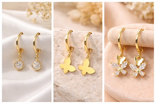 Mariposa Crystal Hoop Set- Shimmering Butterfly & Zirconia-Style Drops