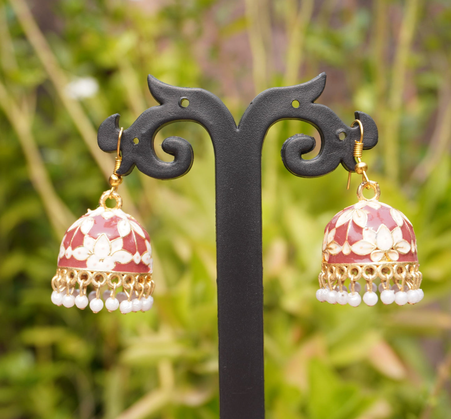 Dangle Earrings with Colorful Dots and Ghungroo Tassels