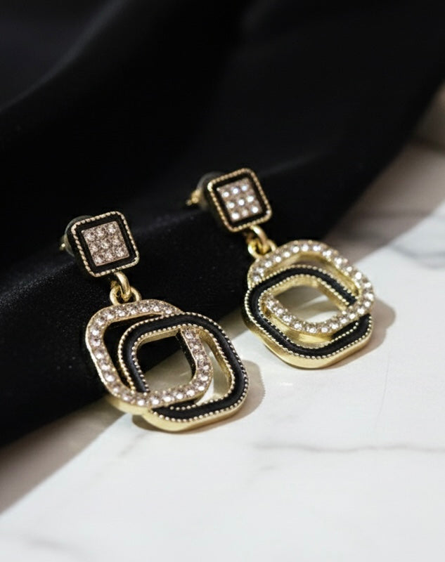 Art Deco Crystal Square Drop Earrings