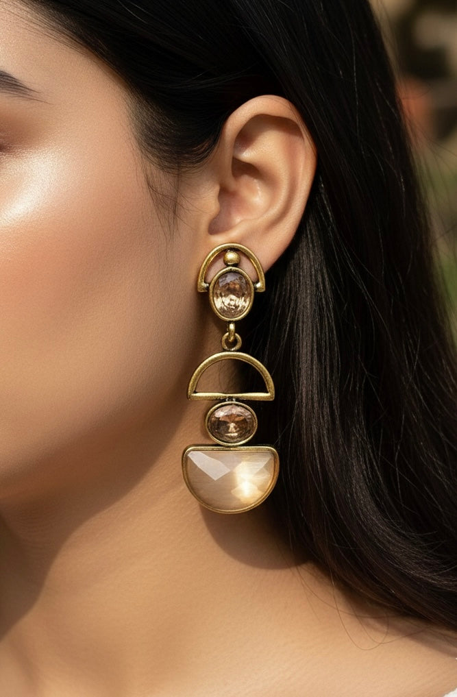 Modern Geometric Tiered Drop Earrings