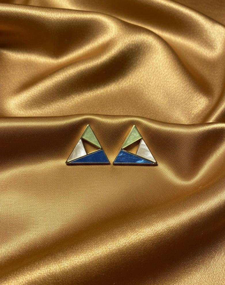 Geometric Triangle Enamel Stud Earrings