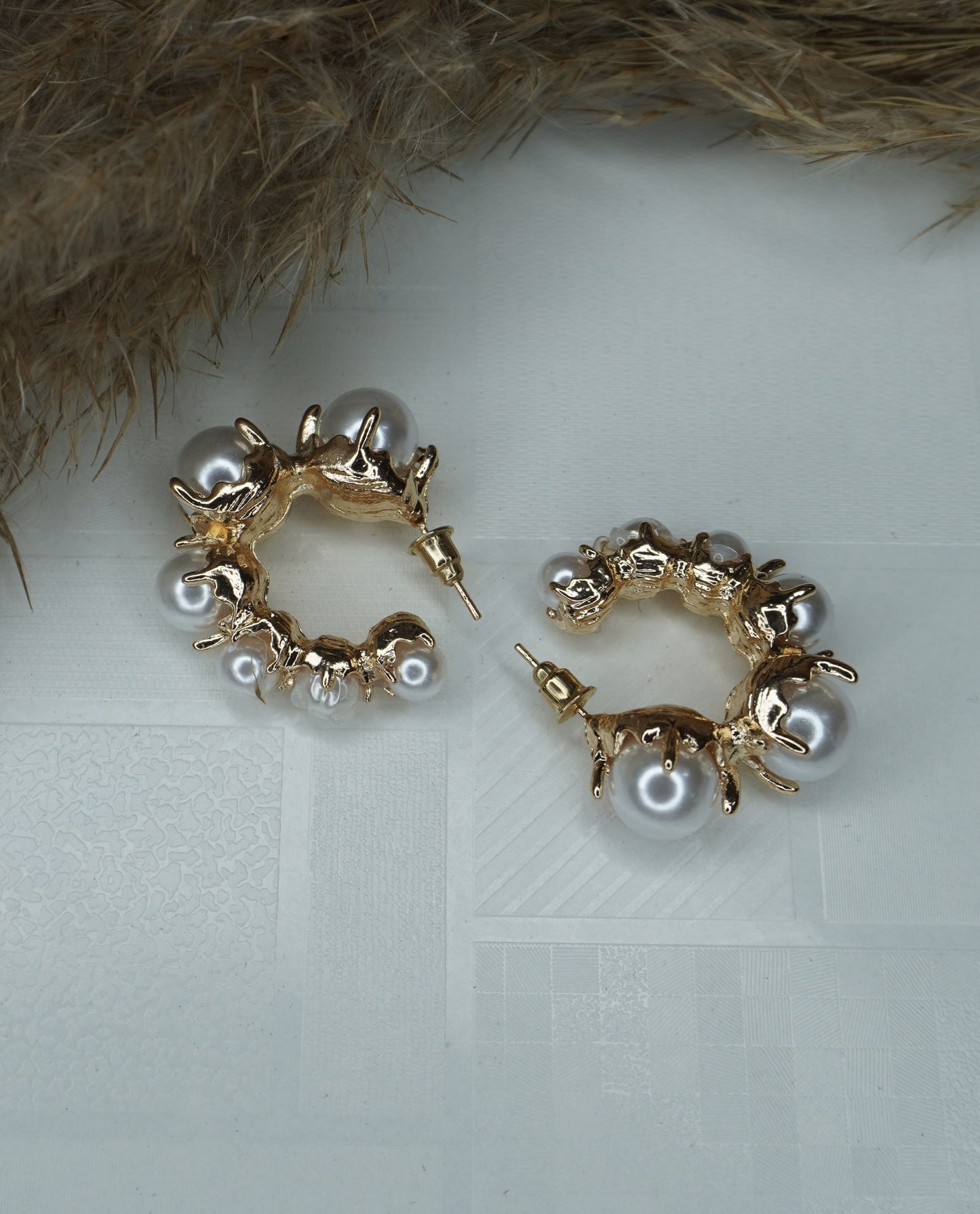 Gold Pearl Hoop Earrings – Elegant Statement