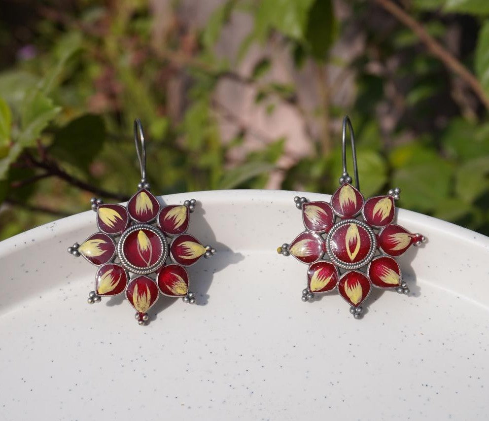 Crimson & Marigold Floral Chandelier Earrings