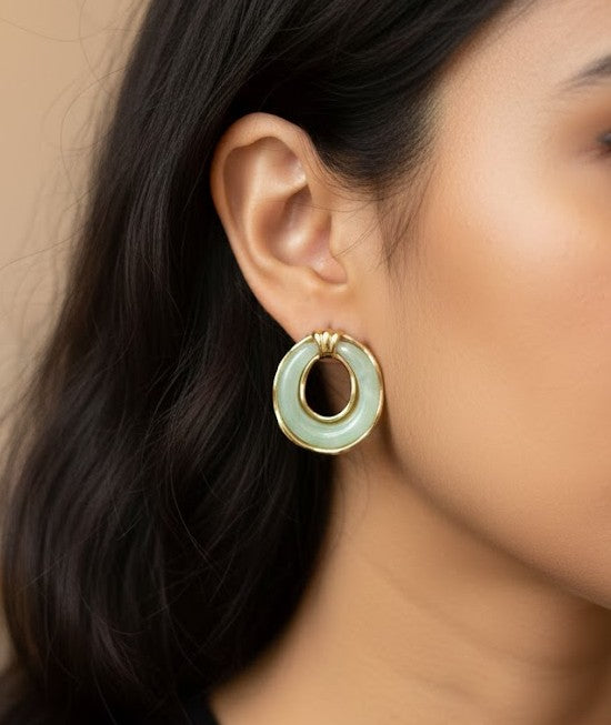 Enamel Donut Stud Earrings | Gold Geometric Circle Jewelry