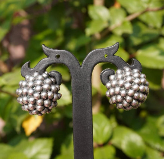 Oxidized Silver Goli Ball Stud Earrings