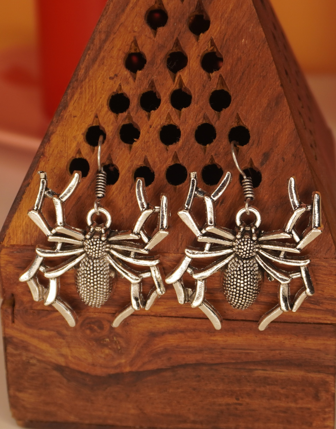 Silver Arachnid Statement Earrings – Gothic Spider Drop Jewelry