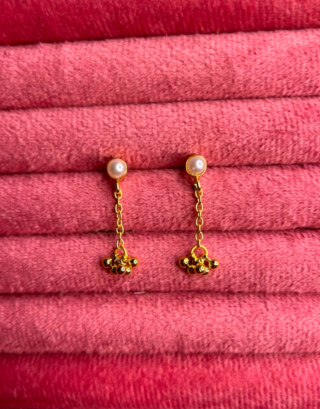 Minimalist Pearl & Golden Chain Drop Earrings for Women