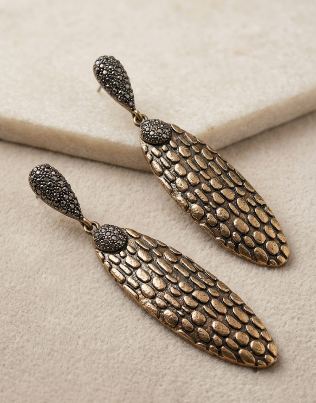 Antique Bronze Textured Drop Earrings