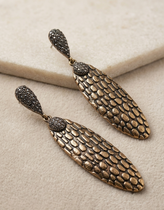 Antique Bronze Textured Drop Earrings