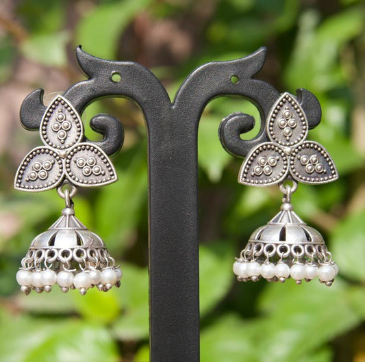 Jhumka Earrings with Faux Pearls