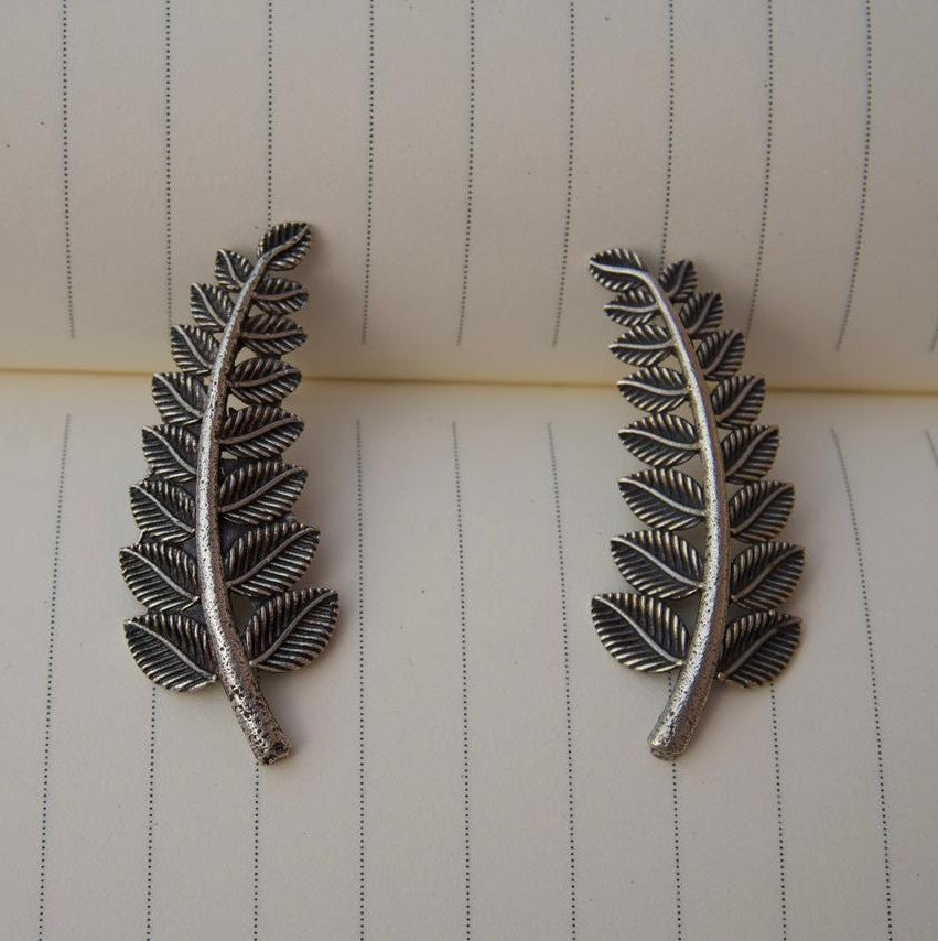 German Silver Leaf Earrings