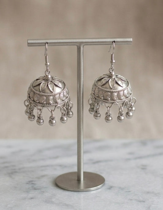 Handcrafted Bell Earrings with Polished Bead Fringe