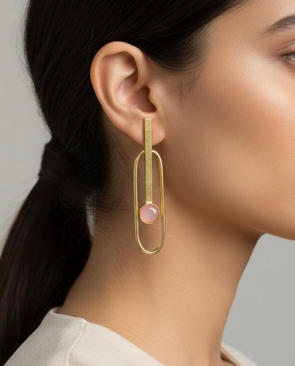 Geometric Hoops in Rose & Gold