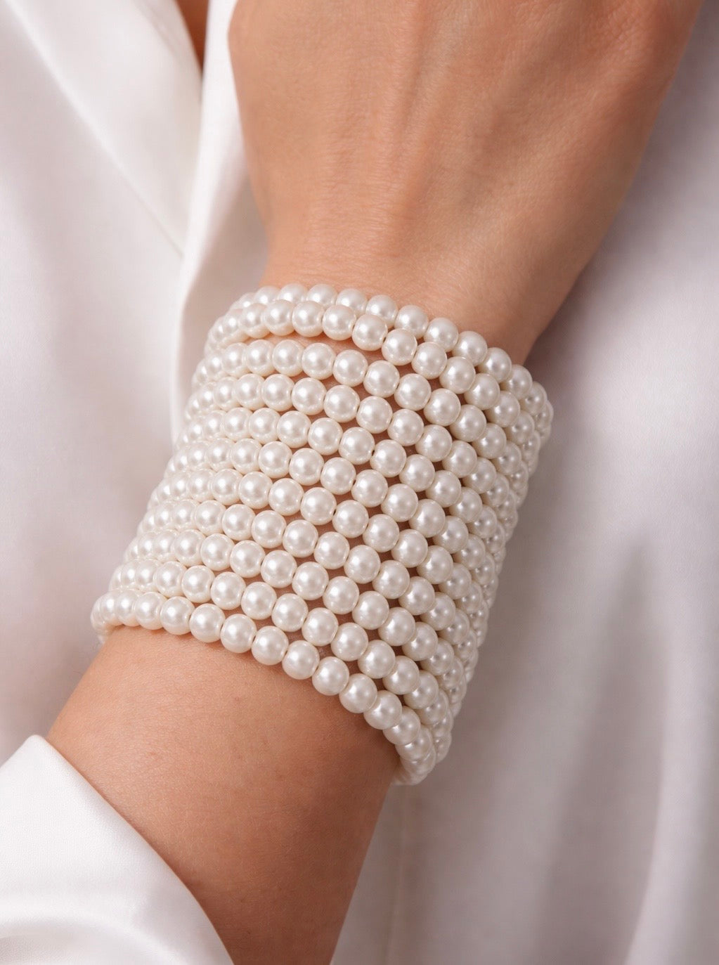 Victoria Multi-Strand Pearl Wrap Cuff Bracelet
