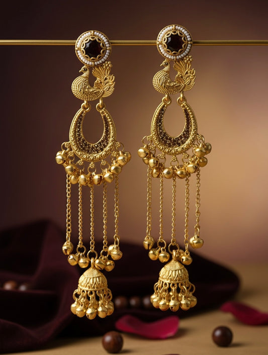 Noor-e-Kashmir Heirloom Jhumka Chain Earrings