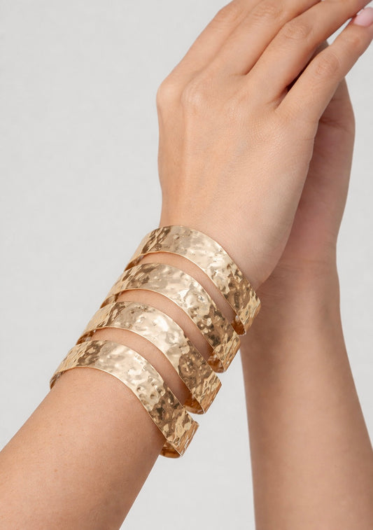 Cleo Hammered Wave Statement Cuff