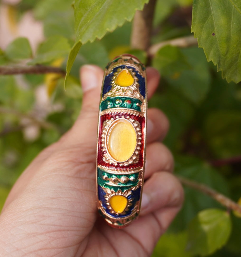 Multicolour Enamel Stone Kada Bracelet – Traditional Handcrafted Elegance