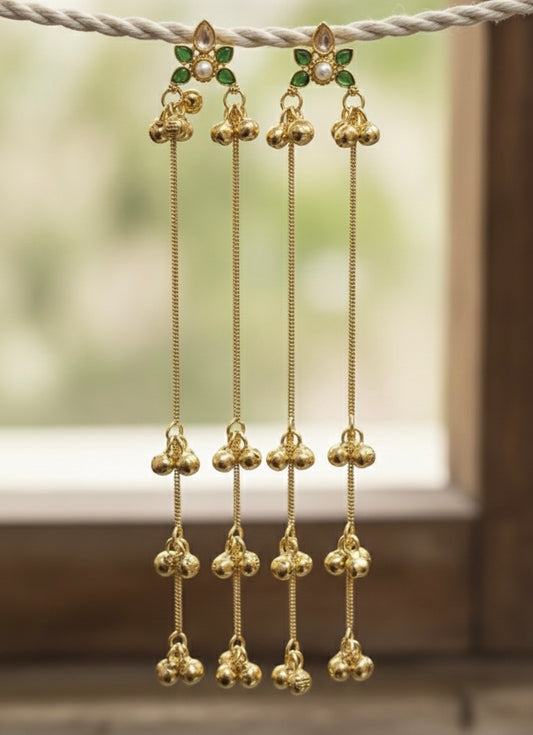 Zaira Petite Floral Drops – Traditional Kashmiri-Style Long Earrings