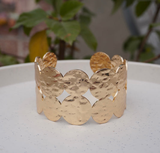 Textured Gold Disc Statement Bracelet