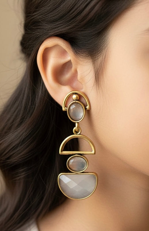 Modern Geometric Tiered Drop Earrings