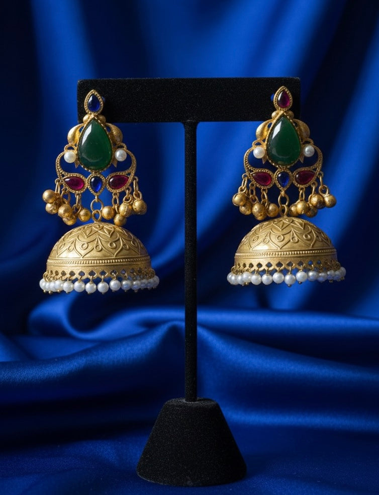 Stone-Studded Traditional Kashmiri Jhumka