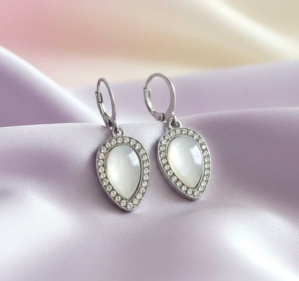 Elegant Silver Teardrop Crystal Earrings | Sparkling Statement Jewelry