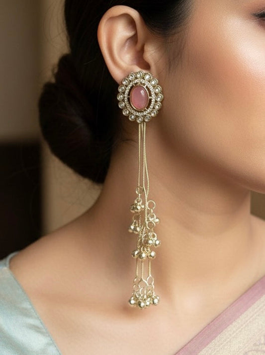 Elegant Stone Kashmiri Jhumka Earring – Lightweight Festive Jewellery