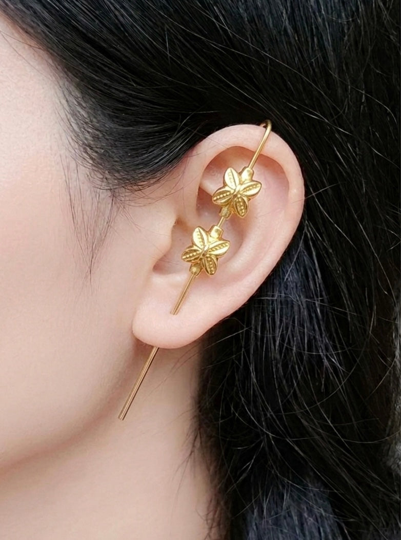 Golden Blossom Pin Ear Cuff