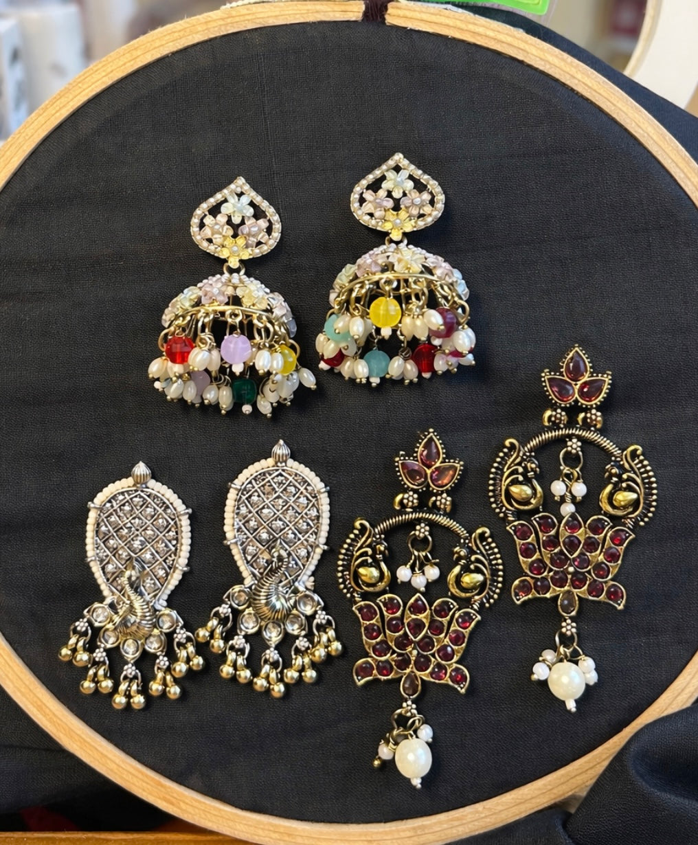Darbar Collection Earring Bundle – Curated Trio of Traditional Temple-Style Jewelry