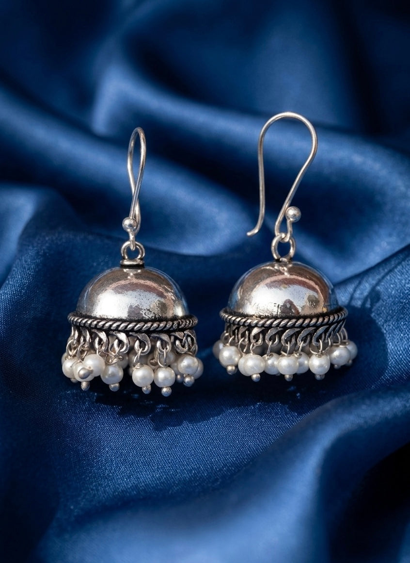 Jhumka Earrings with Pearl Droplets | Traditional Indian Ethnic Jhumkis for Women