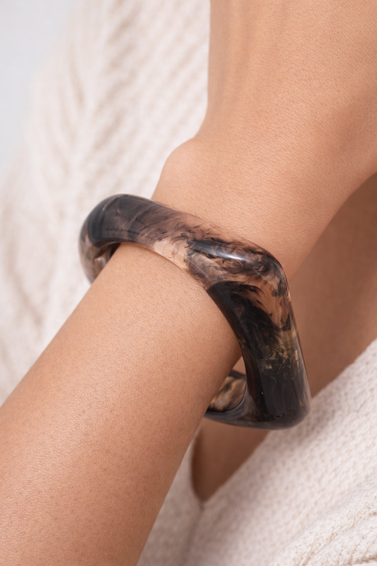 Marbled Amber Wave Resin Bangle