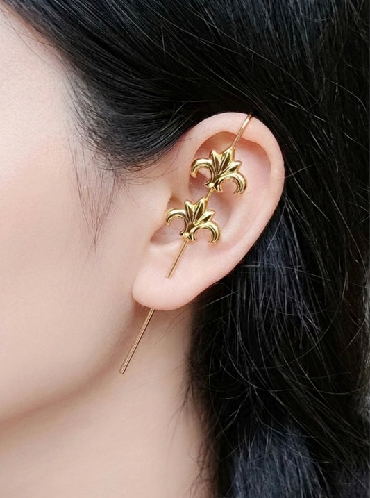 Golden French Lily Pin Ear Cuff |