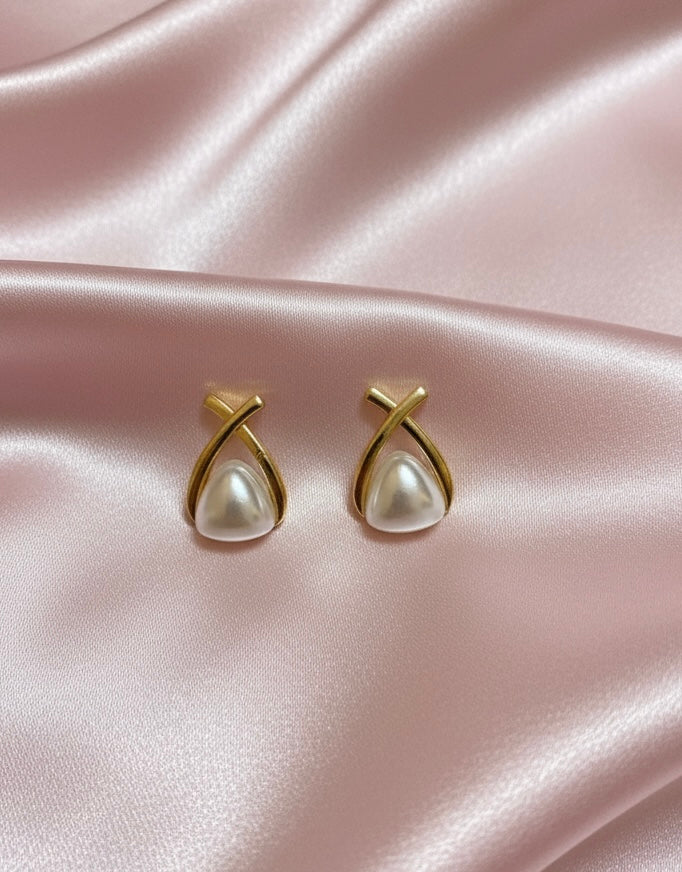 Triangle Faux Pearl Earrings
