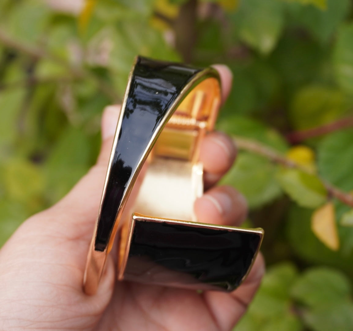 Blush Enamel Open Cuff Bracelet – Elegant Minimal Statement