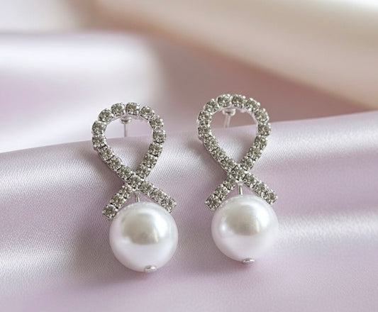 Elegant Pearl & Diamond Loop Earrings