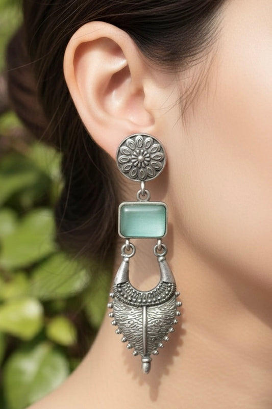 Bohemian Oxidized Drop Earrings | Tribal Afghani Look Earring