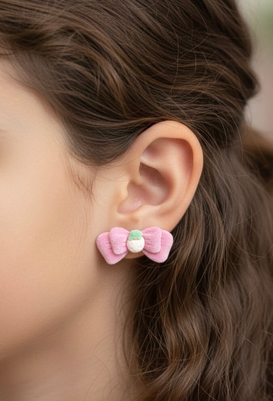 Blush Bow Stud Earrings – Cute & Minimal Everyday Wear
