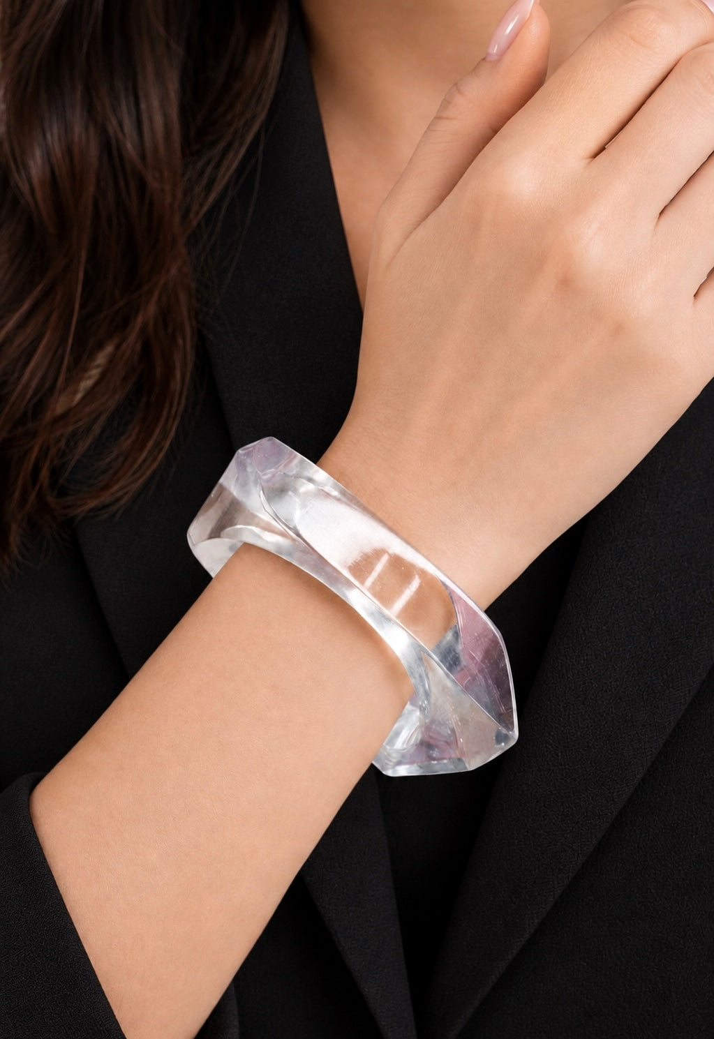 Crystal Clear Sculptural Resin Bangle